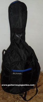 funda de color negro con vivos azules para guitarron de Paracho